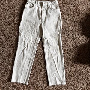Zara White High-Rise Straight Jeans